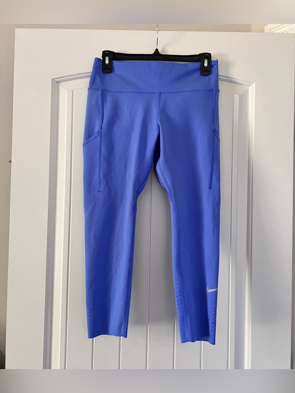 Nike Dri-FIT Women Epic Lux Leggings Purple Pockets Drawstring Perforated Large
